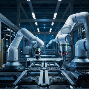 Robots in a smart factory.
